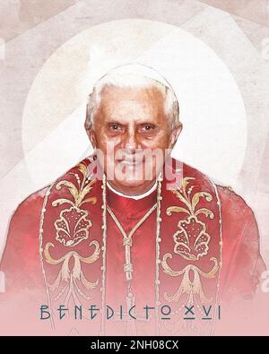 Künstlerische Darstellung von Joseph Ratzinger, Benedictus XVI Stockfoto