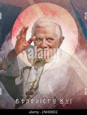 Künstlerische Darstellung von Joseph Ratzinger, Benedictus XVI Stockfoto