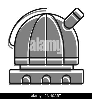 Symbol für linear gefülltes graues Symbol. Observatorium. Station Zur Beobachtung Des Weltraums, Der Sterne Und Der Planeten Des Sonnensystems. Weltraumforschung. Einfach schwarz und w Stock Vektor