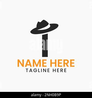 Letter I Gentlemen hat Logo Design-Konzept mit Cowboy hat Icon Template Stock Vektor