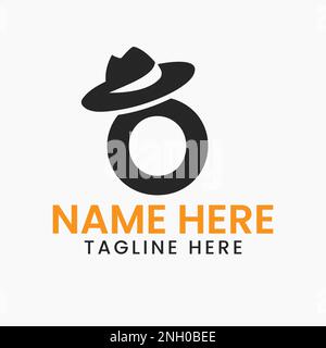 Letter O Gentlemen hat Logo-Design-Konzept mit Cowboy hat Icon Template Stock Vektor