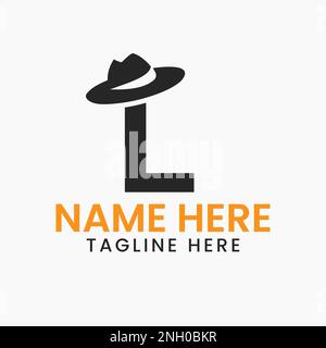 Buchstabe L Herren hat Logo-Design-Konzept mit Cowboy hat Icon Template Stock Vektor