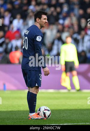 Lionel Messi während des Fußballspiels Paris 1 Saint-Germain (PSG) gegen Lille OSC im Stadion Parc des Princes am 19. Februar 2023 in Paris. Foto: Steeve McMay/ABACAPRESS.COM Stockfoto