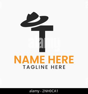 „T Herren hat Logo“-Design-Konzept mit Cowboy hat Icon Template Stock Vektor