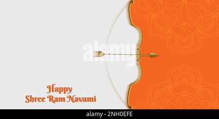 Papierschnitt Happy Shree RAM Navami horizontales Banner Stock Vektor