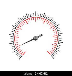 Runde Messskala mit zwei Diagrammen und Pfeil. Manometervorlage für Barometer, Kompass, Manometer, Drehzahlmesser, Armaturenbrett für Druckmessgerät isoliert auf weißem Hintergrund. Grafische Vektordarstellung Stock Vektor