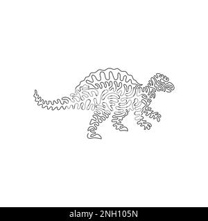 Durchgehende einzeilige Darstellung der abstrakten Wirbelechse. Einzeilige editierbare Schlagvektordarstellung bei Spinosaurus grossen Fleischfressern Stock Vektor
