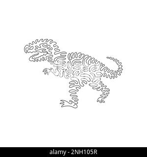 Durchgehende Kurve eine Strichzeichnung von König-Dinosauriern abstrakte Kunst. Einzeilige editierbare Strichvektordarstellung eines grossen Theropod-Dinosauriers Stock Vektor