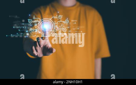 KI (künstliche Intelligenz), Chatbot Growing Concept. Business Analytics Informationstrends Technologie. Business Link Digital Marketing. Big Data Stockfoto