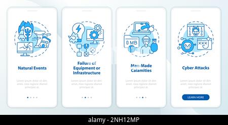 Was ist der Disaster-Blue-Bildschirm für das Onboarding der mobilen App Stock Vektor