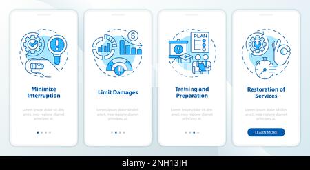 Der Disaster Recovery-Plan profitiert von einem blauen Bildschirm für die mobile App beim Onboarding Stock Vektor