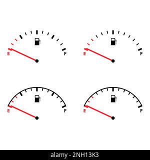 Satz von Kraftstoff Auto Indikator Symbol, Anzeige Benzin Auto Zähler Symbol, Steuer Zeichen Vektor Abbildung . Stock Vektor