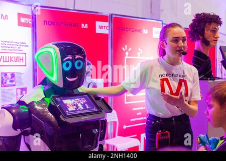 Roboterausstellung, Federal Tour MTS Robostations. Russland, Rostov-on-Don - März 31 2019, Stockfoto