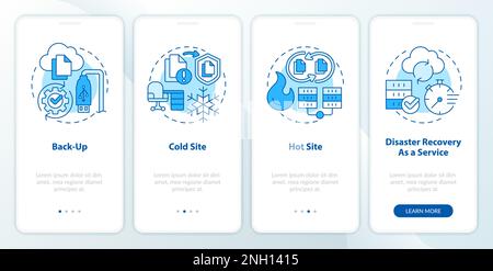 Arten von Disaster Recovery blauer Bildschirm für die mobile App Onboarding Stock Vektor