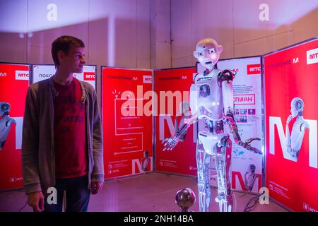 Roboterausstellung, Federal Tour MTS Robostations. Russland, Rostov-on-Don - März 31 2019, Stockfoto