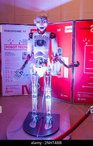 Roboterausstellung, Federal Tour MTS Robostations. Russland, Rostov-on-Don - März 31 2019, Stockfoto