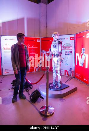 Roboterausstellung, Federal Tour MTS Robostations. Russland, Rostov-on-Don - März 31 2019, Stockfoto