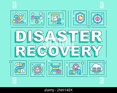 Wortkonzepte für Disaster Recovery Türkis-Banner Stock Vektor