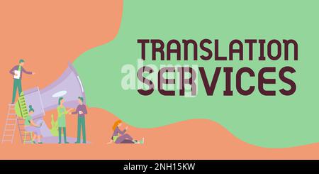 Handwriting Text Translation Services, Organisation von Konzeptfotos, die Menschen zur Übersetzung von Sprache zur Verfügung stellt Stockfoto