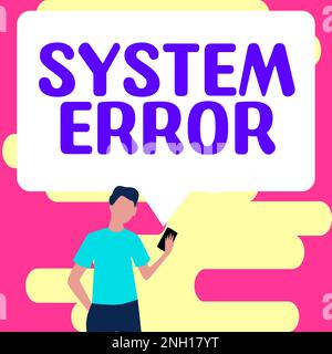 Inspiration zeigt Zeichen Systemfehler, Geschäftsidee Technologiefehler Software Kollaps Informationsverlust Stockfoto