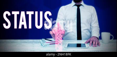Schreiben Anzeigen des Textstatus, Word für eine Situation zu einem bestimmten Zeitpunkt während einer Position als Process Professional Stockfoto