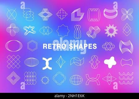 Retro Techno Abstract Geometric Shapes Kollektion Stock Vektor