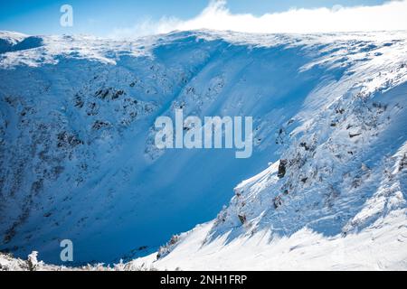 Verschneite Tuckerman-Schlucht im Winter Stockfoto