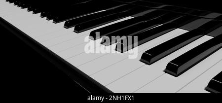 Klaviertasten schwarz-weiß (klawisze pianina zbliżenie czarno białe) Stockfoto