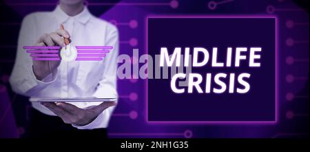 Textüberschrift zur Midlife Crisis. Ein Wort zur Softwareentwicklungstechnik zur Zerlegung einer Anwendung Stockfoto