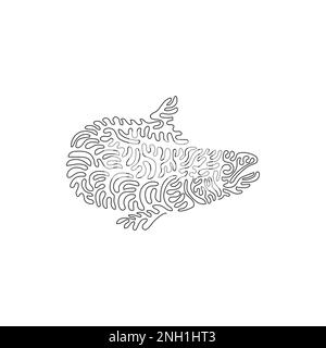 Durchgehende, einzeilige Zeichnung einer niedlichen Lachskurve abstrakte Kunst. Einzeilige editierbare Strichvektordarstellung von Lachs-beliebten Nahrungsfischen Stock Vektor