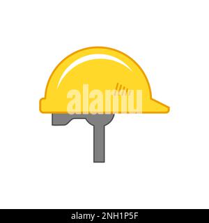 Gelbes Symbol für Sicherheitshelm. Arbeitssicherheitskonzept. Robuster Bauhut. Schutzausrüstung für Bergleute. Sicherheit für Bauarbeiter. Persönlicher Vektor der PSA Stock Vektor