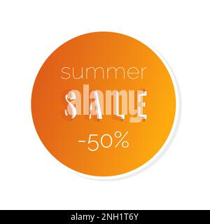 Sommerangebot 50 Prozent. Etikett rund orange-gelb, Aufkleber, Anhänger. Vektordarstellung Stock Vektor