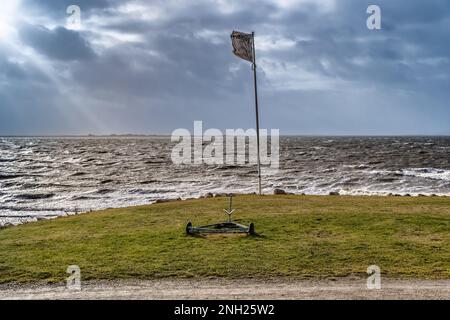 Hjerting Beach in Esbjerg am waddenmeer an einem stürmischen Tag in Dänemark Stockfoto