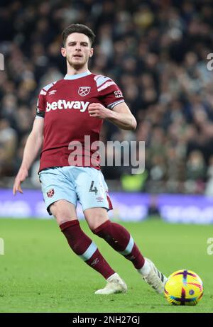 Declan Rice von West Ham United in Aktion während des Fußballspiels der englischen Premier League zwischen Tottenham Hotspur und West Ham United bei Tottenham Hots Stockfoto