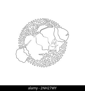 Durchgehende Kurvenlinienzeichnung von lustigen Clownfischen abstrakter Kunst im Kreis. Einzeilige editierbare Strichvektordarstellung eines agilen Clownfisches Stock Vektor