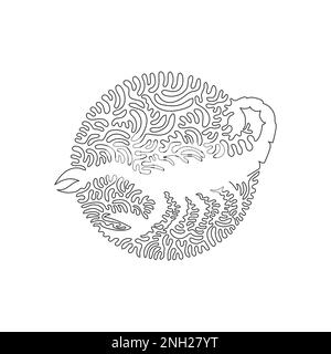 Einzelne Lockenzeichnung wilder Skorpionskorpion abstrakter Kunst im Kreis. Durchgehende Strichzeichnung grafischer Designvektor Darstellung eines gefährlichen Skorpions Stock Vektor