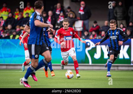 Silkeborg, Dänemark. 19. Februar 2023. Kasper Kusk (7) aus Silkeborg, GESEHEN während des 3F. Superliga-Spiels zwischen Silkeborg IF und dem FC Copenhagen im Jysk Park in Silkeborg. (Foto: Gonzales Photo/Alamy Live News Stockfoto