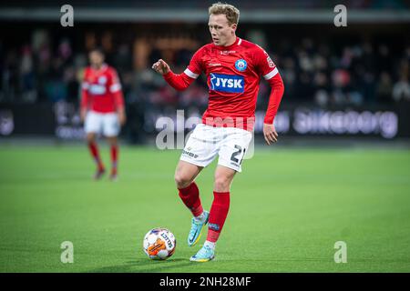 Silkeborg, Dänemark. 19. Februar 2023. Anders Klynge (21) aus Silkeborg, GESEHEN während des 3F. Superliga-Spiels zwischen Silkeborg IF und dem FC Copenhagen im Jysk Park in Silkeborg. (Foto: Gonzales Photo/Alamy Live News Stockfoto