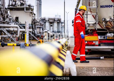 MOERDIJK - Shell Moerdijk Außenansicht. Das Unternehmen stellt chemische Produkte auf Erdölbasis her. ANP JEFFREY GROENEWEG niederlande raus - belgien raus Stockfoto