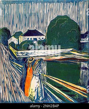 The Girls on the Bridge (1918) von Edvard Munch. Original vom Art Institute of Chicago. Stockfoto