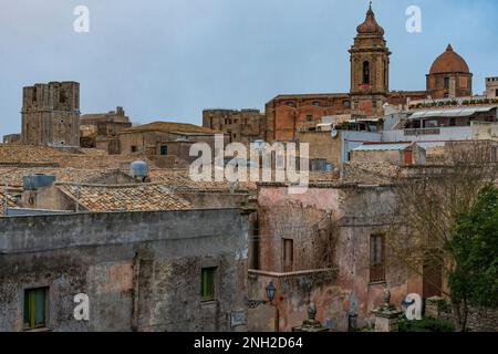 Das mittelalterliche Dorf Erice auf Sizilien Stockfoto