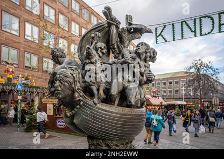 Schiff der Narren (das Narrenschiff) Skulptur - Nürnberg, Bayern, Deutschland Stockfoto
