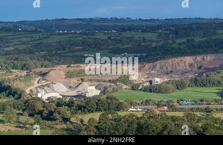 Landschaften und Steinbrüche in der Nähe von Larne in County Antrim, Nordirland, Großbritannien. Stockfoto