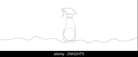 Kontinuierliche lineare Zeichnung der Sprühflasche. Einzeilige Zeichnung des Zerstäubers. Vektordarstellung. Line Art der Flasche Stock Vektor