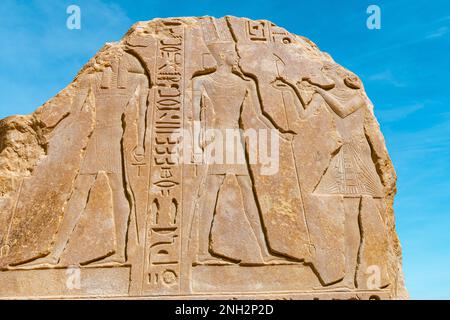 Die archäologische Stätte der Insel Elephantine, die Heimat eines antiken Khnum-Tempels. Assuan. Ägypten. Stockfoto