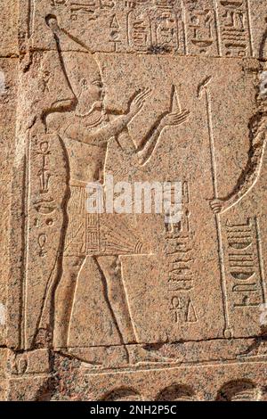 Die archäologische Stätte der Insel Elephantine, die Heimat eines antiken Khnum-Tempels. Assuan. Ägypten. Stockfoto