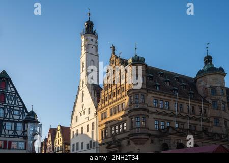 Rathausgebäude - Rothenburg ob der Tauber, Bayern, Deutschland Stockfoto