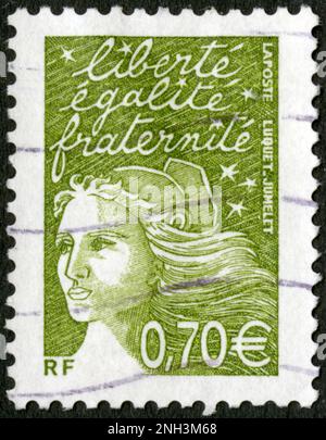 TIMBRE OBLITERE LIBERTÉ ÉGALITÉ FRATERNITÉ. HF. LA POSTE . 0,70 € Stockfoto