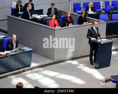 Berlin, Deutschland, 8. Februar 2023. Friedrich Merz, Bundesvorsitzender der CDU und Vorsitzender der CDU CSU-Fraktion. Stockfoto
