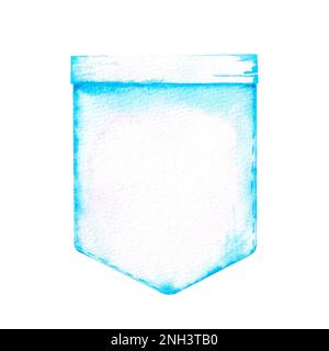 Aquarellblaue Anstecktasche auf weißem Hintergrund für Produktdesign Stockfoto